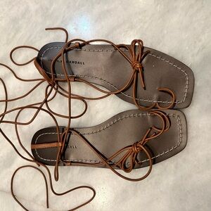 Loeffler Randall Tan Lace-Up Sandals NEW